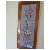 Pair bird pictures - needlework - 24" x 10"