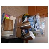 2 boxes office supplies & misc.
