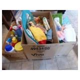 3 boxes bathroom cleaning products & misc.