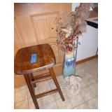Wood stool (24"h) - angel - vase