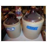 2 stoneware jugs - 11" h &  13" h