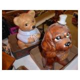 2 cookie jars - dog & bear