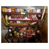 Paints, stains, misc. paint brushes (5 shelves)