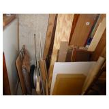 Corner: wood, dowels, mirror, misc.