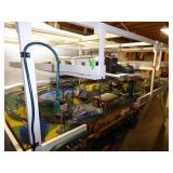 Model railroad 2-level display w/ accessories (loc