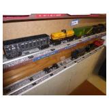 2 rows Marx train cars