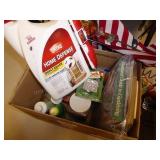Gardening items:  box supplies & metal decor