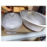 2 covered casserole dishes