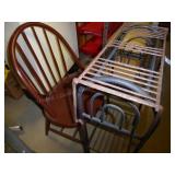 Chair & metal rack