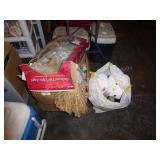 Box & bag of stuffed toys & dolls