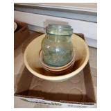 Wati bowl, Fire King bowls & Atlas jar