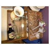 3 boxes cups, glasses & jars