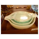 3 Pyrex bowls - heavy wear