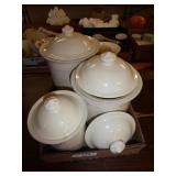 4 Pfaltzgraff cannisters & utensil holder