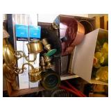 2 boxes metal decor items & misc.