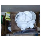 2 boxes light fixtures & misc. electrical fittings