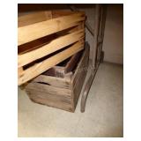 3 wood crates - 2 damaged