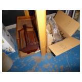 Wooden decor & wire basket (sewing box - AS IS)