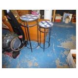 2 iron patio tables: 28"H & 24"H (1 chipped)