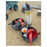 Oil pans, funnels & pump