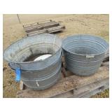 3 galvanized tubs & enamel lid