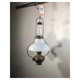 Model 6 Brass Hanging Lamp complete w/ original sh