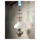 Model 5 Nickel Hanging Lamp complete w/ metal chim