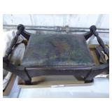 Antique wood & leather foot stool