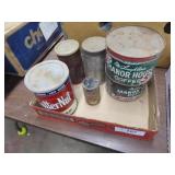 Vintage coffee cans & other