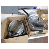 2 boxes cookware pans & pots