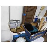 3 boxes office misc. & folding privacy screen