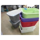 8 plastic totes (2 w/ lids)