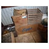 2 wood crates & egg cartons