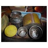 Assorted metal containers