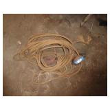 2 wood pulleys & rope