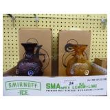 2 Fenton glass vases: bottle shape Aubergine & Aut 2 Fenton glass vases: bottle shape Aubergine & Aut