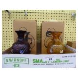 2 Fenton glass vases: bottle shape Aubergine & Aut