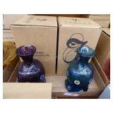 2 Fenton glass vases- Aubergine & Indigo blue