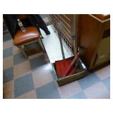 Crate w/ small shovels & air pump Crate w/ small shovels & air pump