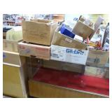 6 boxes retail display items: boxes - tags - pens