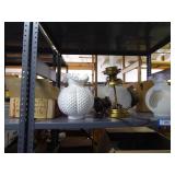 Fenton milk glass lamp shade & damaged lamp parts Fenton milk glass lamp shade & damaged lamp parts
