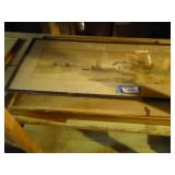3 old water color pictures - 34"L and smaller (di 3 old water color pictures - 34"L and smaller (di