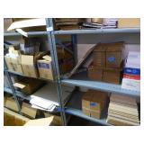 2 shelving units: boxes - various sizes