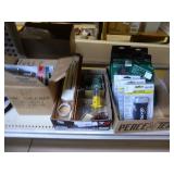 2 boxes: compasses - flashlight - thermometers - m