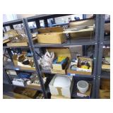 Shelving unit: light globes - wood box - markers - Shelving unit: light globes - wood box - markers -