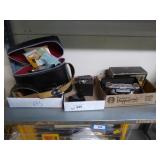 3 boxes of cameras includes: Kodak stereo - Browne