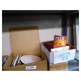 3 boxes: paper items - oil cans - chain alarms - m 3 boxes: paper items - oil cans - chain alarms - m