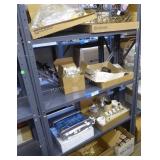 Contents of shelving unit: wire racks - brassware