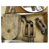 Box of 3 Vintage Wood Block Pulley