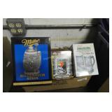 4 Miller and 2 Coors beer steins in boxes